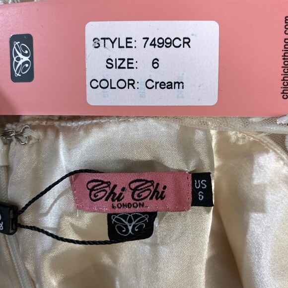 Modcloth Chi Chi London Eyes On The Bride Creme Embroidered Floral Dress Size 6 - Picture 7 of 9